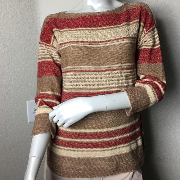 Ralph Lauren Sweaters - Lauren Ralph Lauren Stripped Crew neck 3/4 sleeve Sweater Linen cotton blend